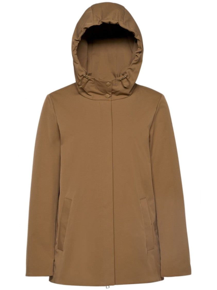 Geox Short Brown Matte-Finish Jacket With Structured Hood