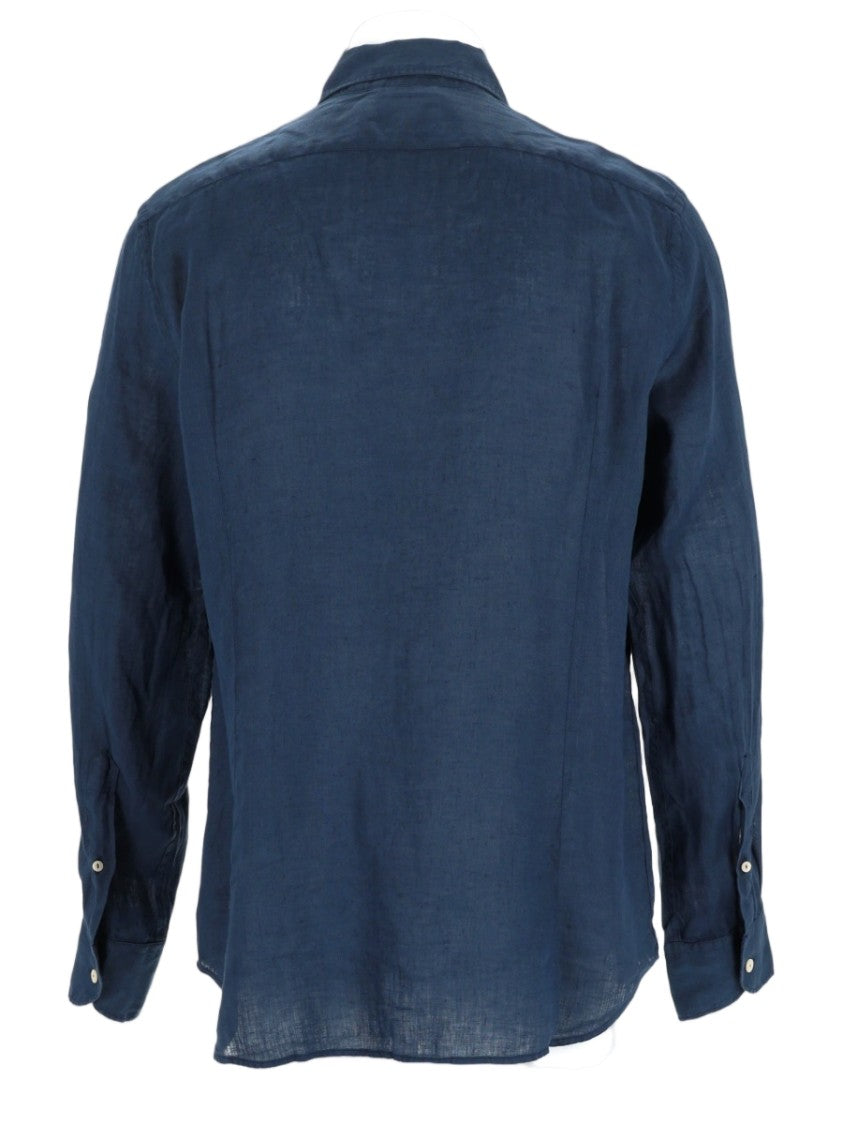 Mc2 Saint Barth Deep Blue Relaxed Linen Casual Shirt