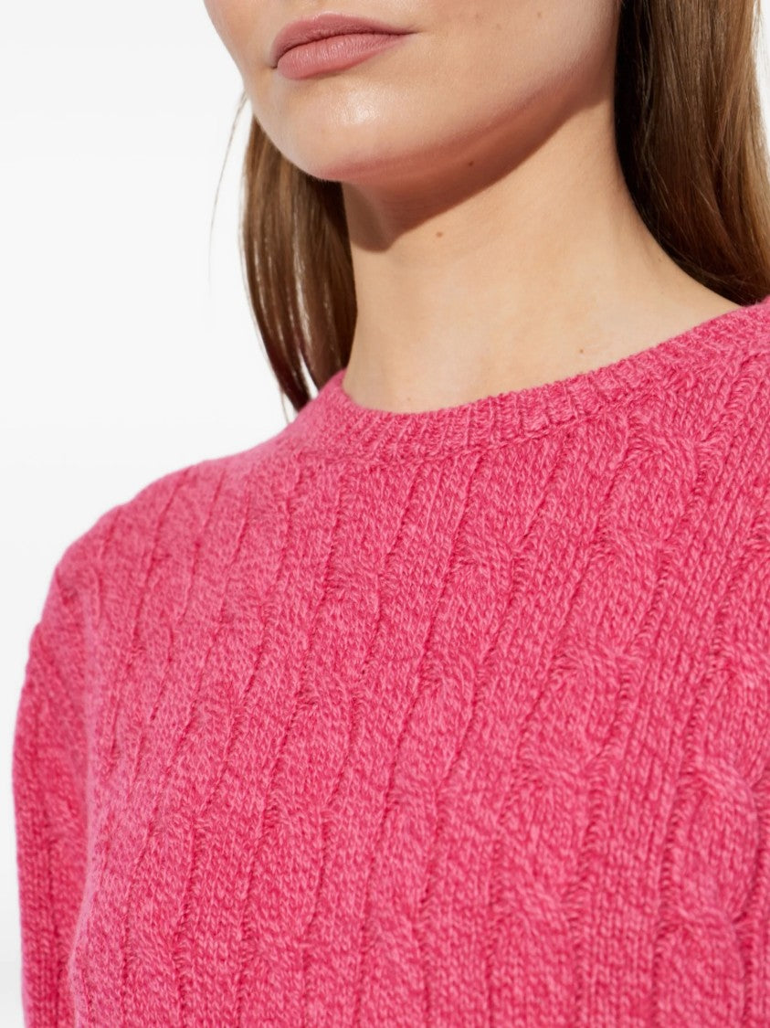Valentino Cable Knit Wool Sweater With Crew Neckline And Vibrant Finish