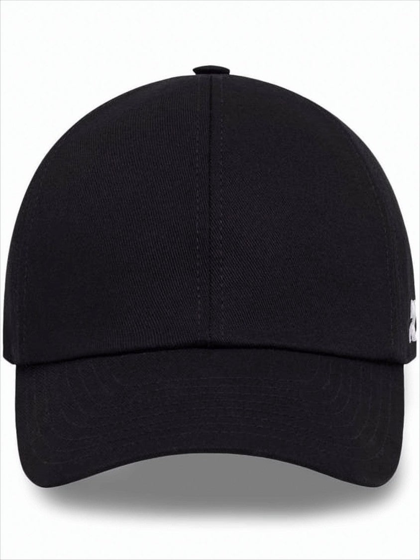 Courrèges Structured Black Cotton Baseball Cap With Embroidered Logo