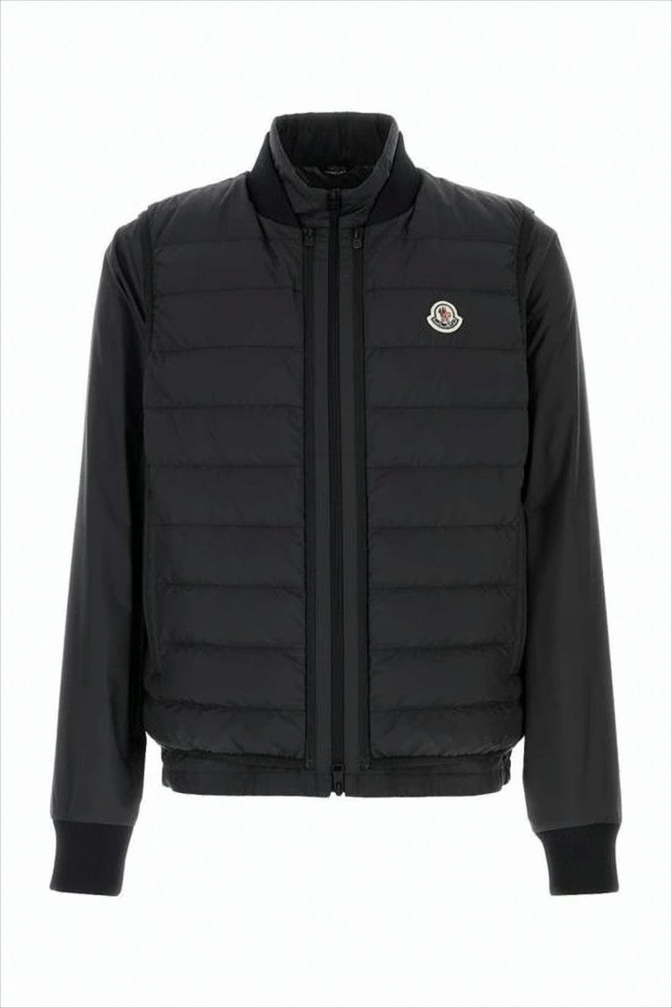 Moncler Quilted Black Jacket With Padded Front