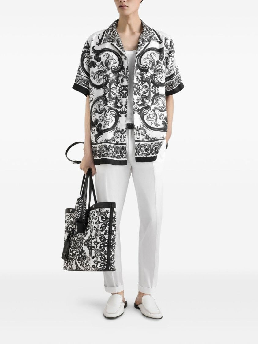 Dolce & Gabbana Silk Twill Hawaii Shirt With Maiolica Print