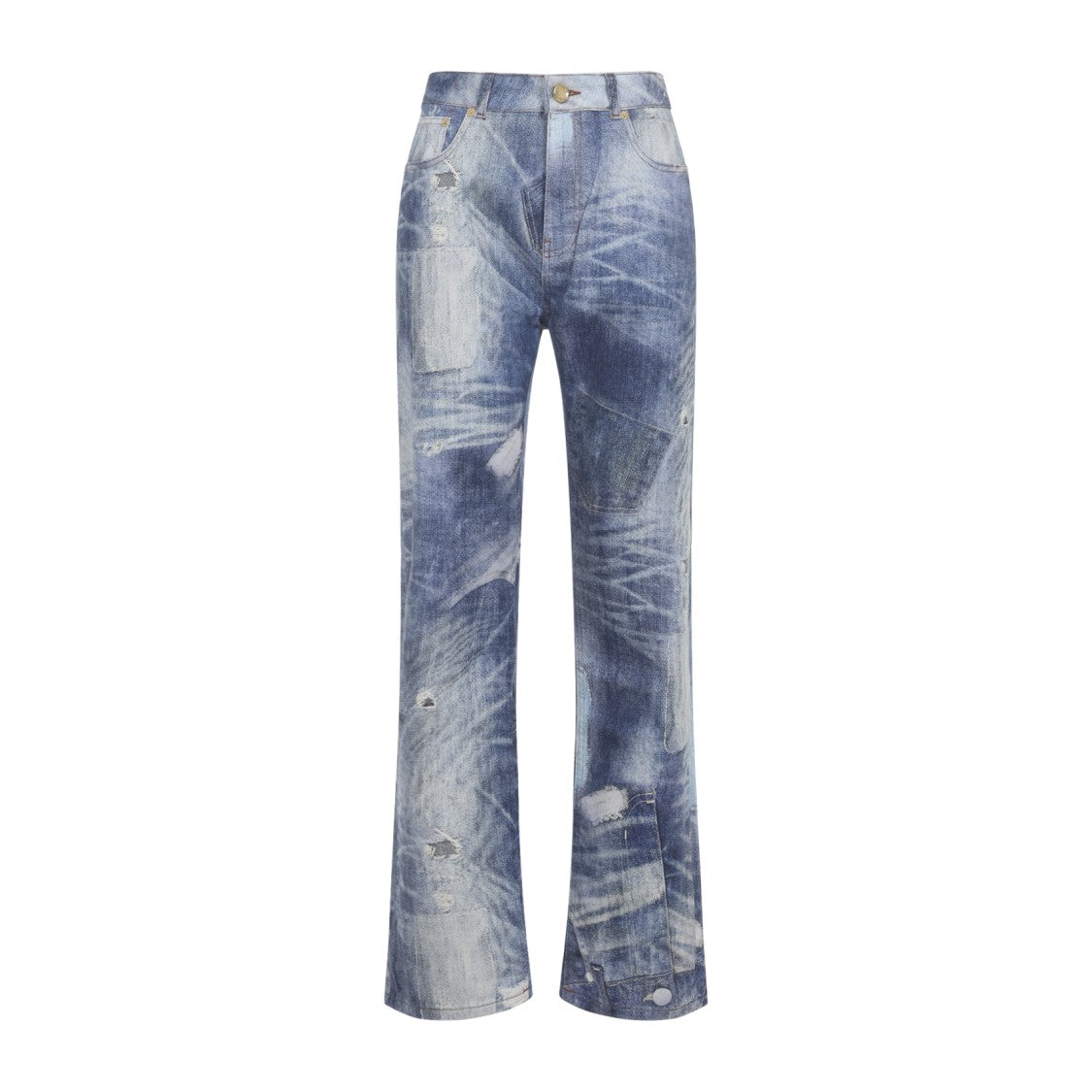Roberto Cavalli High-Waisted Straight-Leg Jeans With Vintage Distressing