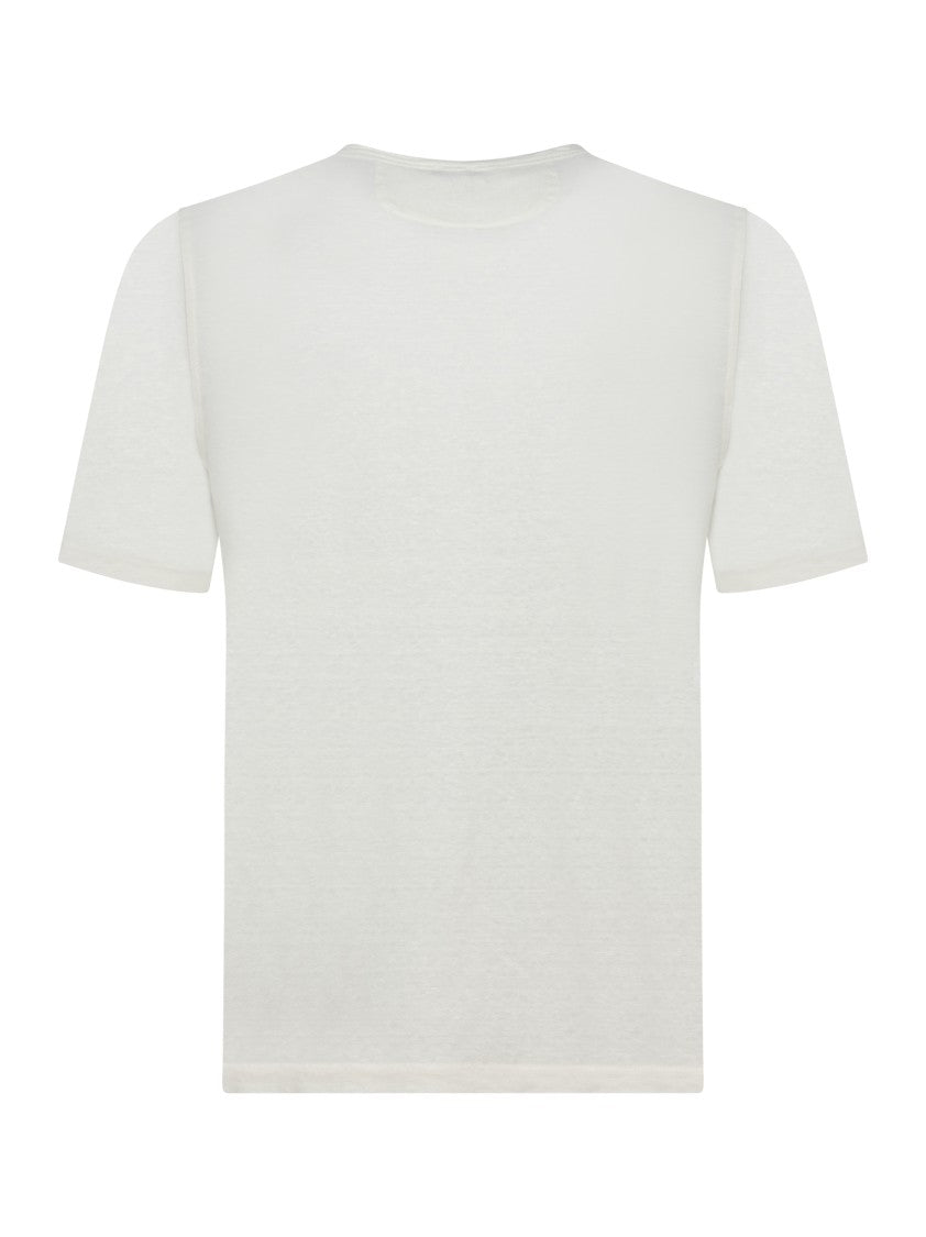 Franzese Collection Handmade White Linen T-Shirt With Crewneck