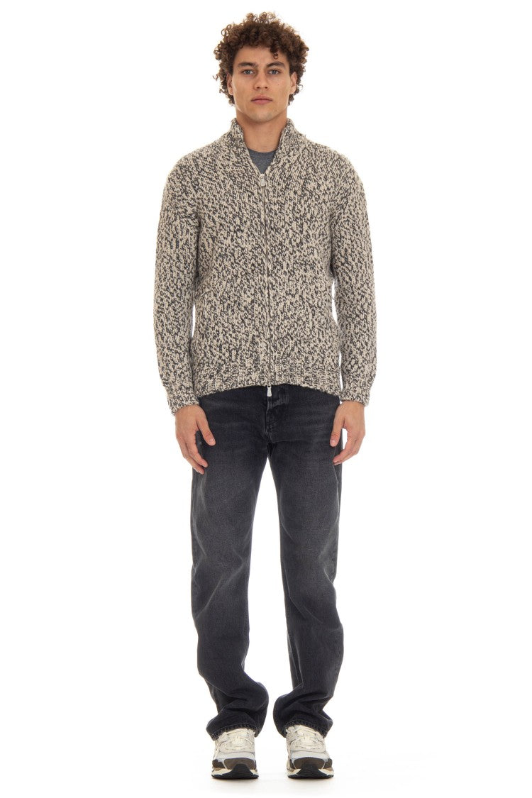 Eleventy Cashmere Moulinè Full-Zip Sweater