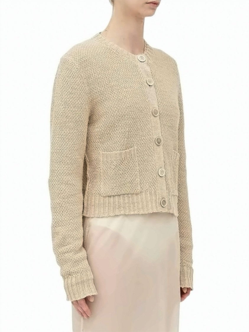 Maison Margiela Cropped Textured Knit Cardigan With Button-Down Front