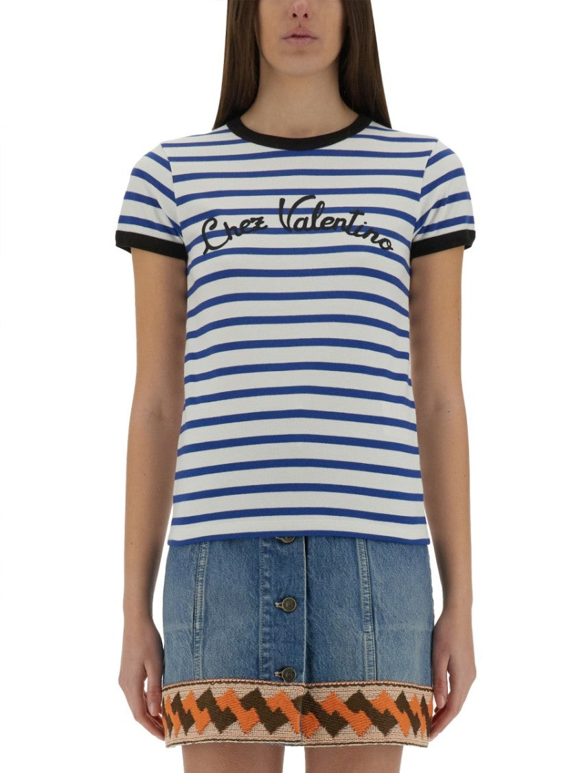 Valentino Striped Cotton Jersey T-Shirt