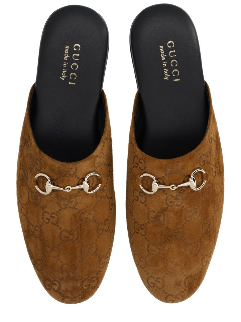 Gucci Monogram Horsebit Calfskin Mules