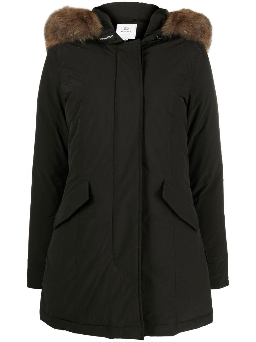 Woolrich Insulated Black Parka With Fur Trimmed Hood
