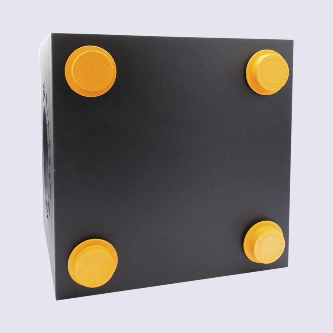 Cassina Contemporary Cube Object With Matte Black Finish And Embossed Text