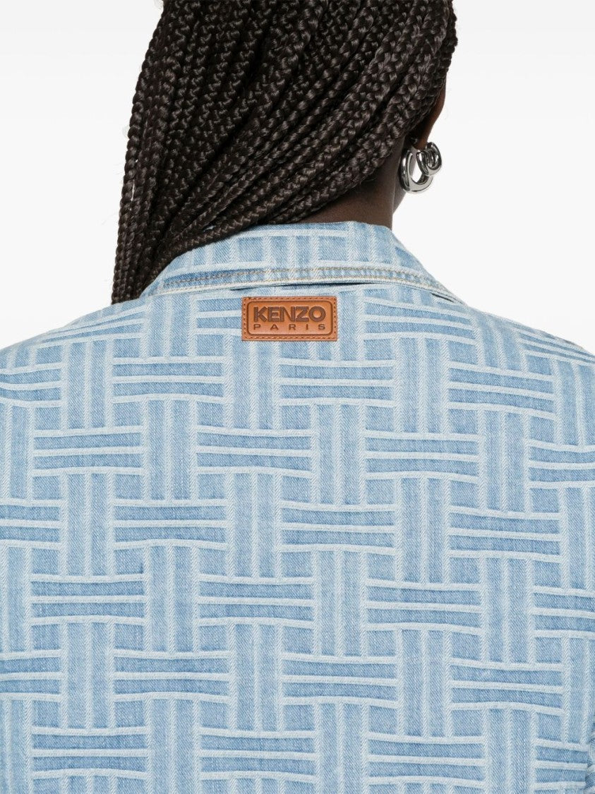 Kenzo Light Blue Turn-Up Cuff Button Top