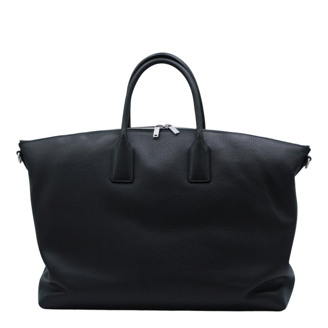 Saint Laurent Structured Black Pebbled Leather Bag
