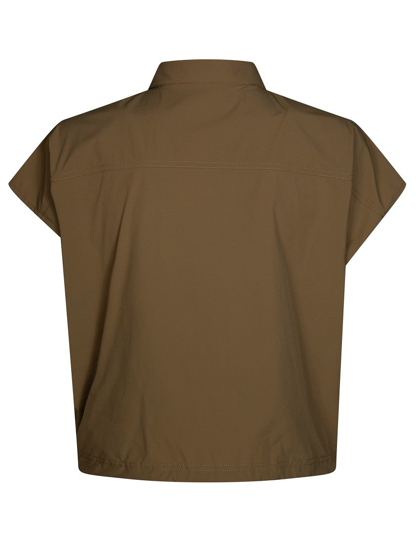 Save The Duck Brown Boxy Cropped Short Sleeve Shirt