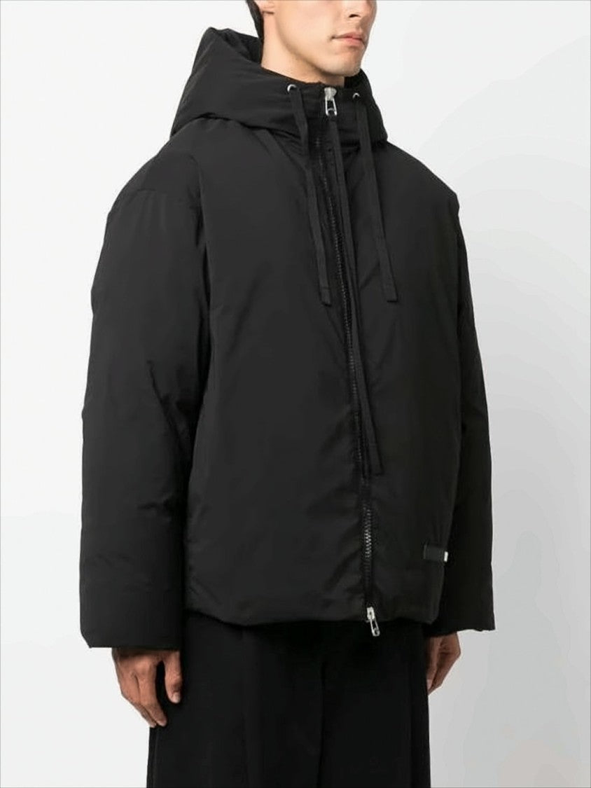 Oamc Boxy Black Padded Jacket With High Collar