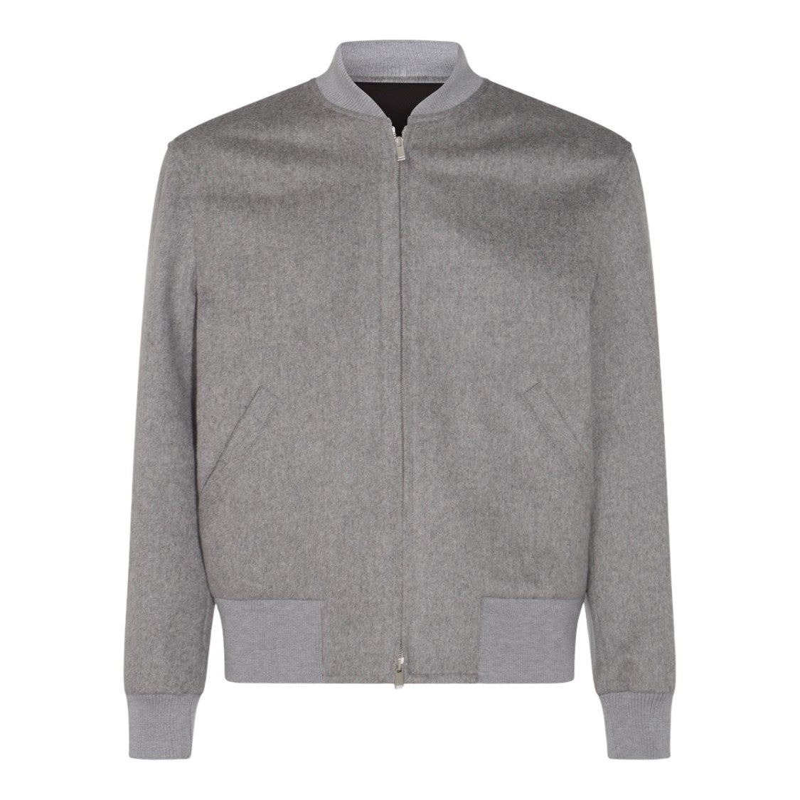 Lardini Grey Jacket With Front Zipper Closure