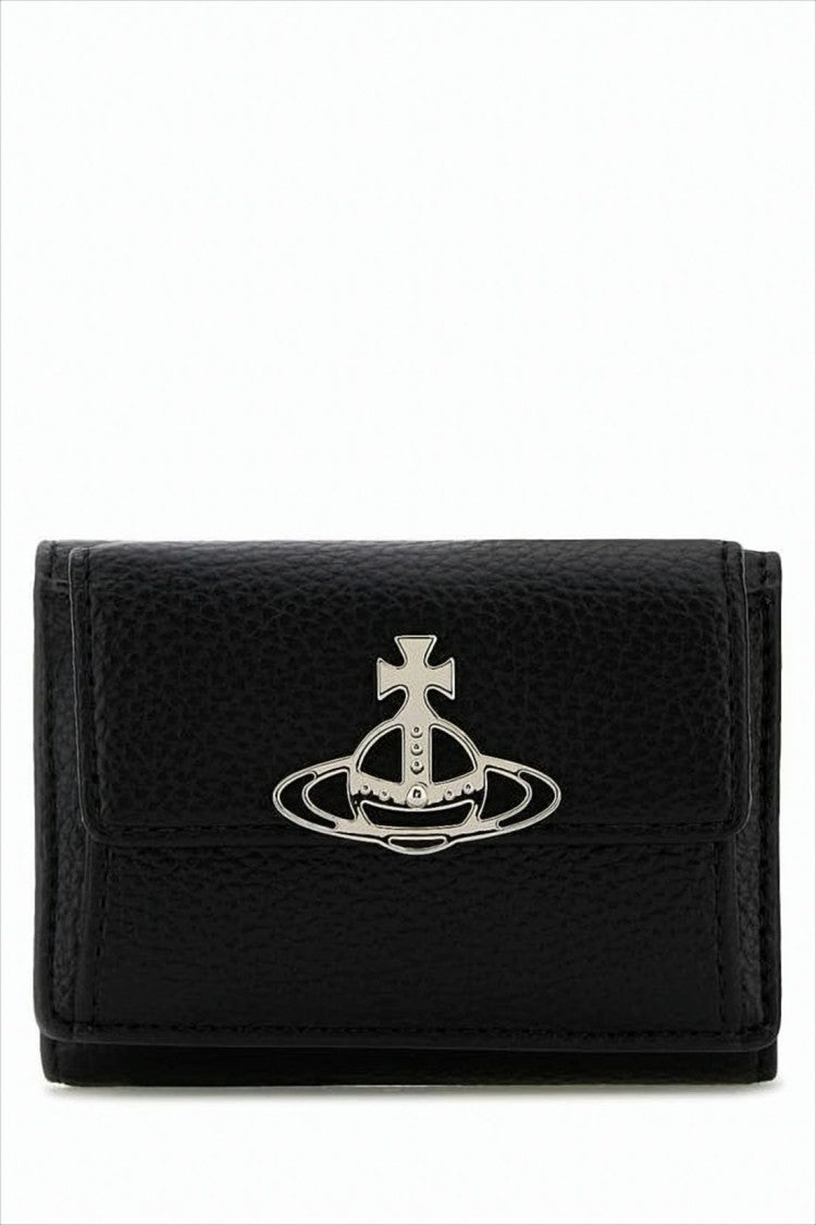 Vivienne Westwood Compact Black Textured Synthetic Leather Wallet