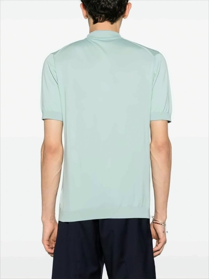 John Smedley Short-Sleeved Polo Shirt With Classic Collar And Ribbed Cuffs