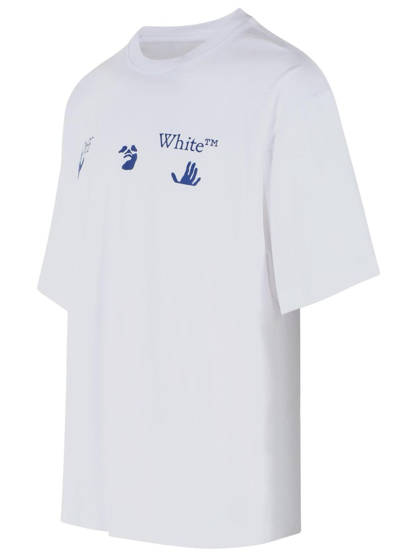 Off-White White Cotton T-Shirt With Artistic 'Bacco Arrow' Print