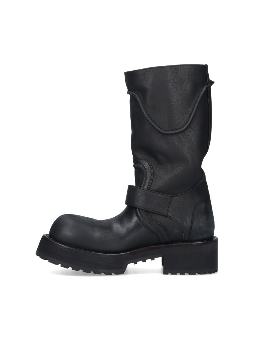 Balenciaga Black Venom Distressed Leather Boots