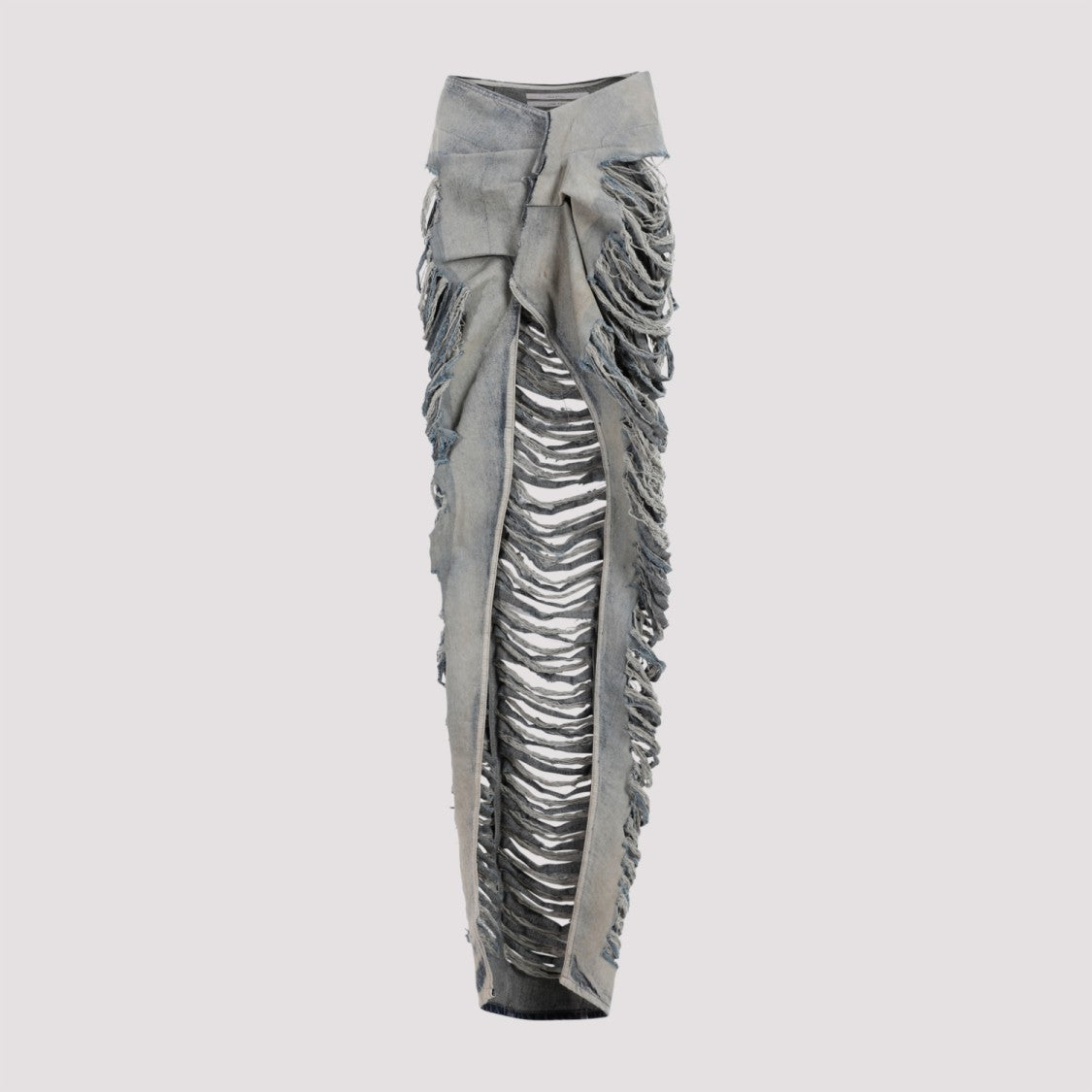 Rick Owens Hustler Blue Shredded Cotton Edfu Skirt