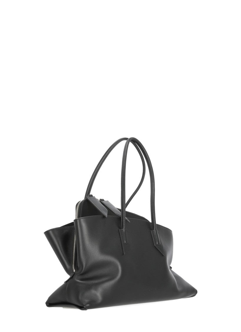 The Attico Leather Shoulder Bag With Dual Handles And Zip Closure