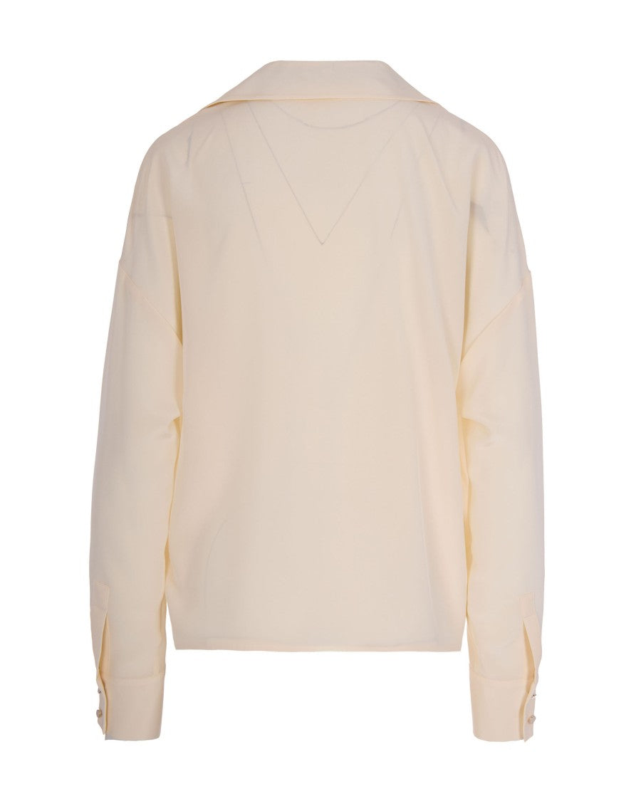 Max Mara Beige Colono Tie Detail Silk Blouse