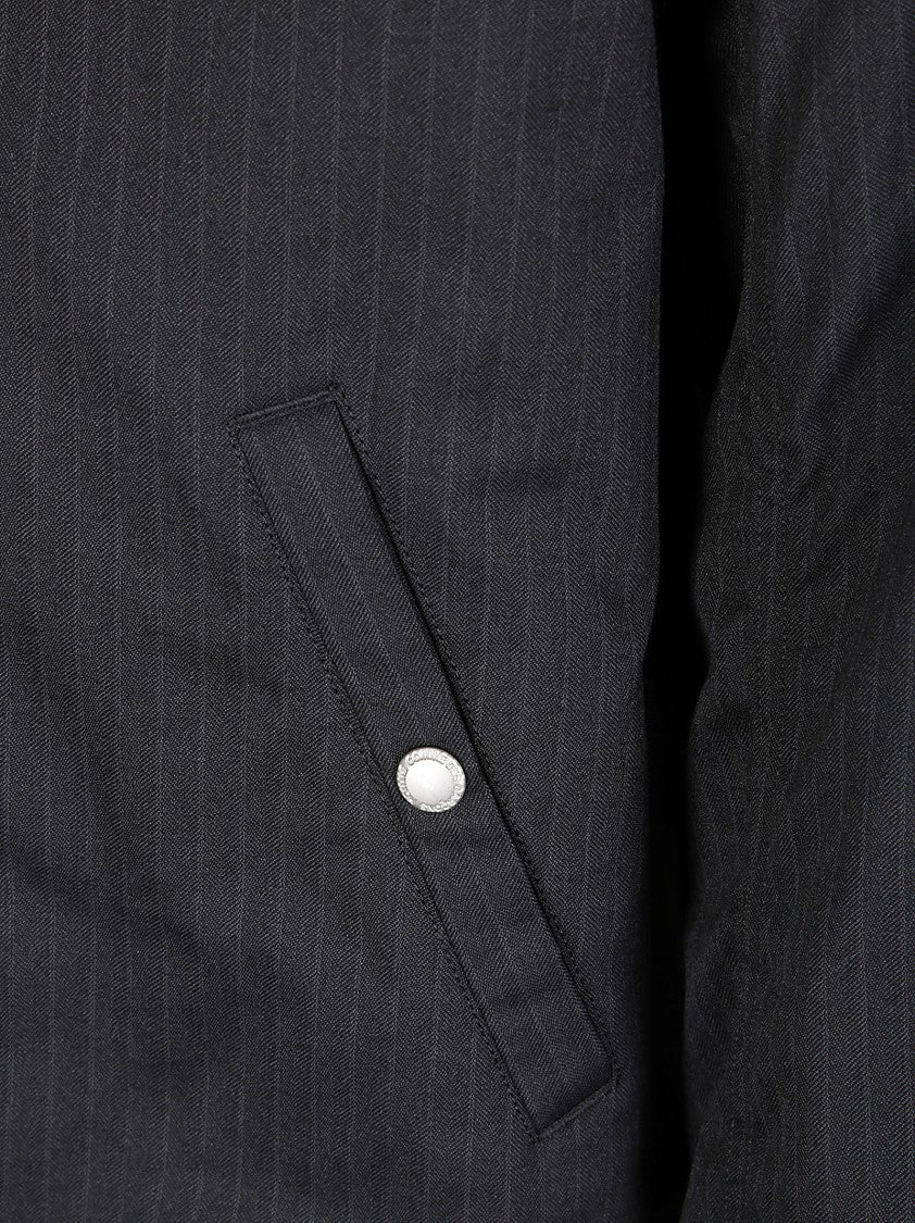 Comme Des Garçons Pinstripe Padded Jacket With Classic Lapels