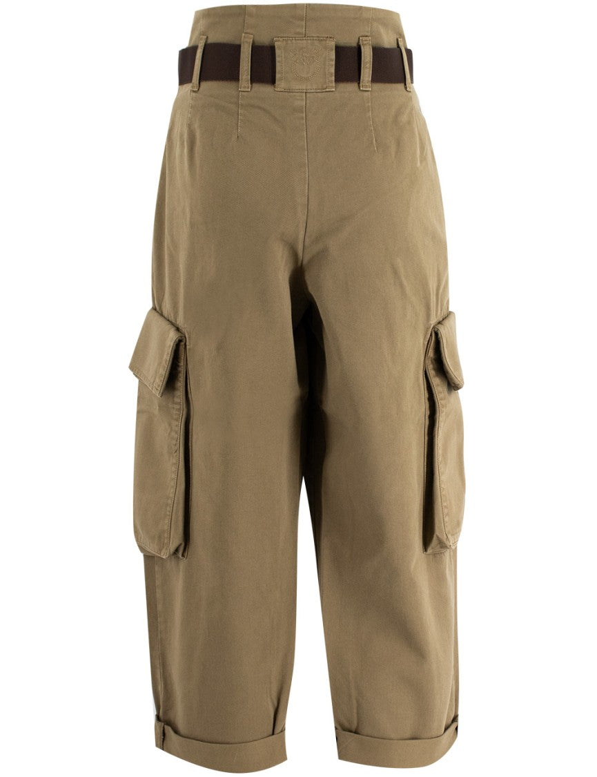 Pinko High-Waisted Cargo Trousers With Knotted Belt