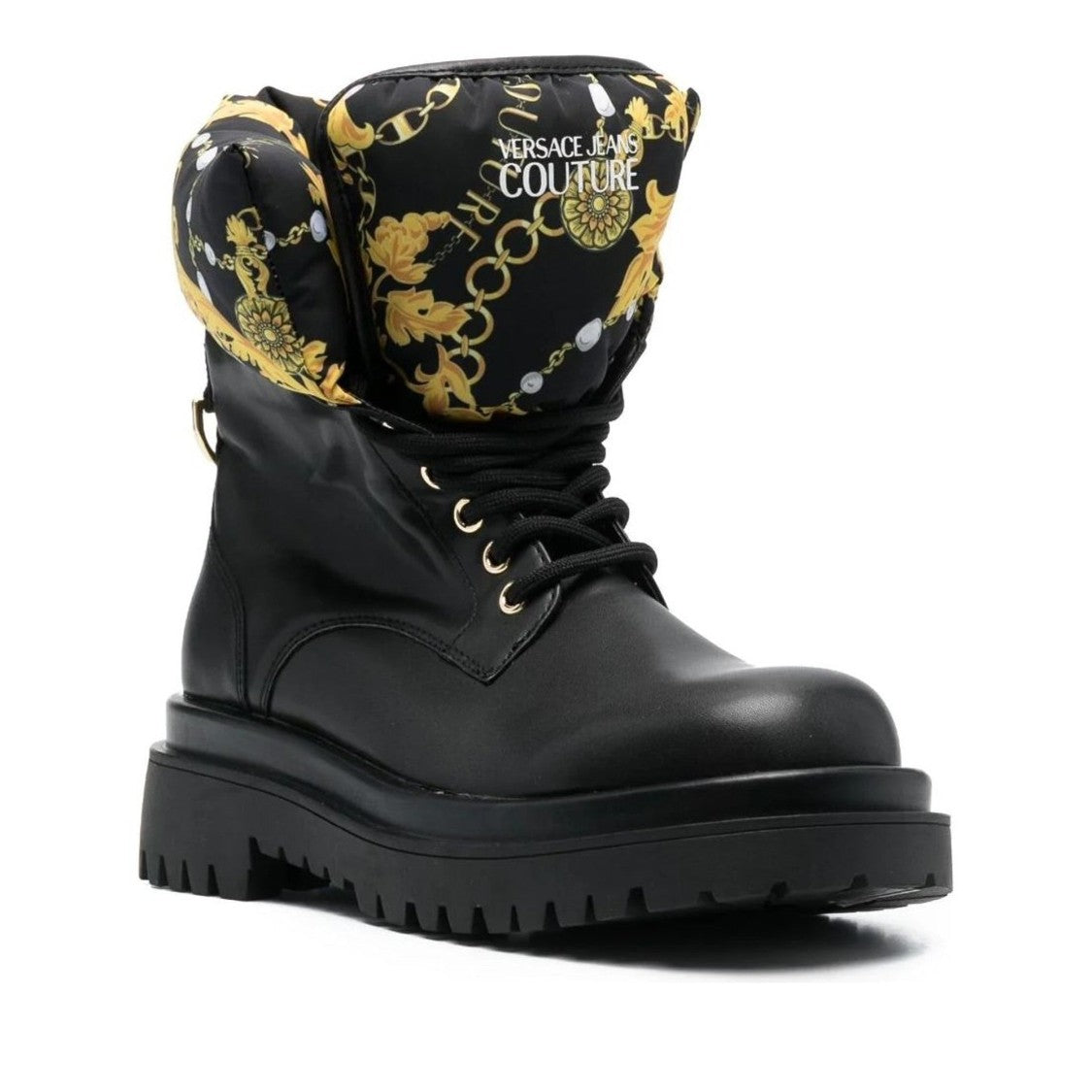 Versace Jeans Couture Black Drew Polyurethane Baroque Boots