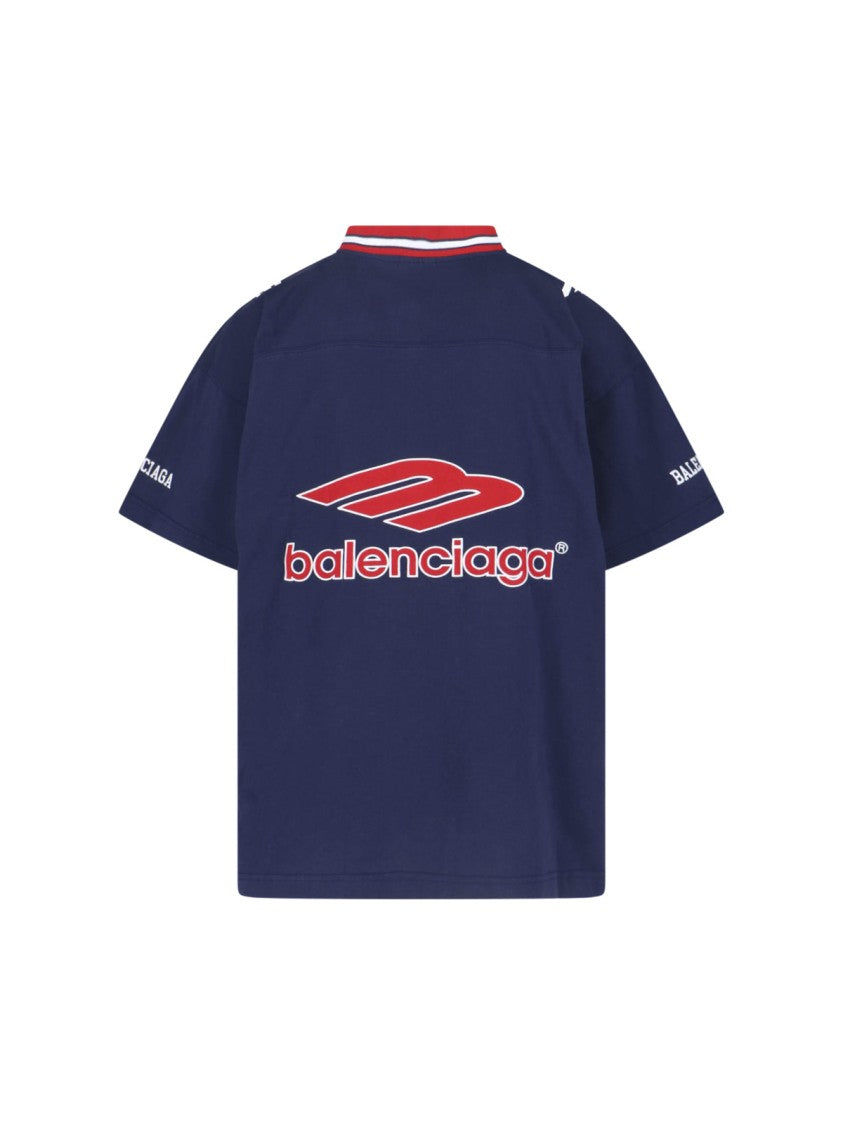 Balenciaga 3B Football V-Neck Cotton Logo T-Shirt
