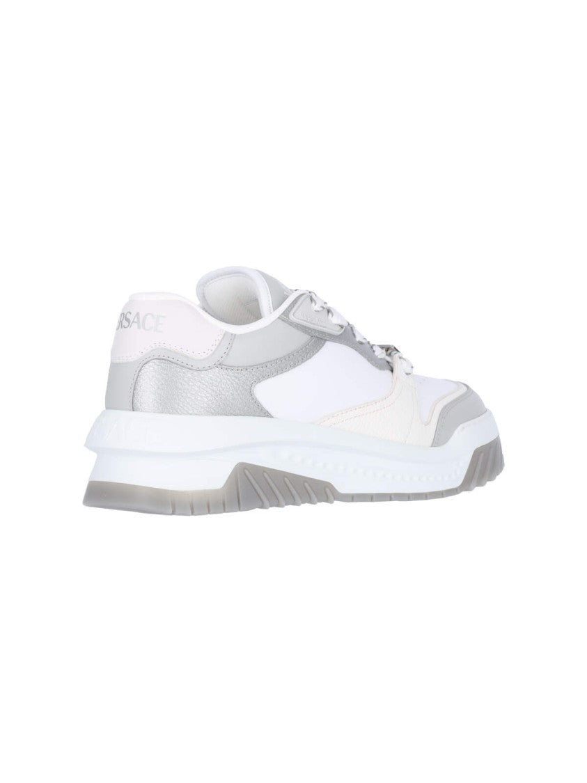 Versace White Leather 'Odissea' Low-Top Sneakers – White