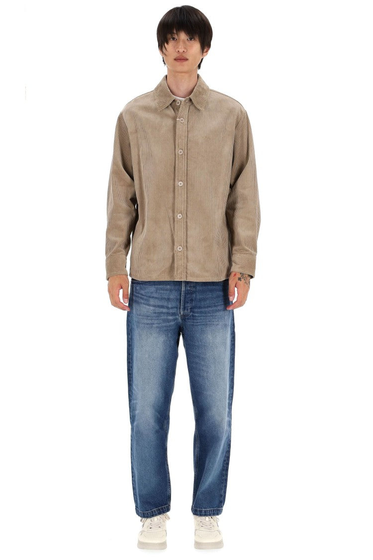 A.P.C. Cotton Velvet Overshirt With Classic Collar