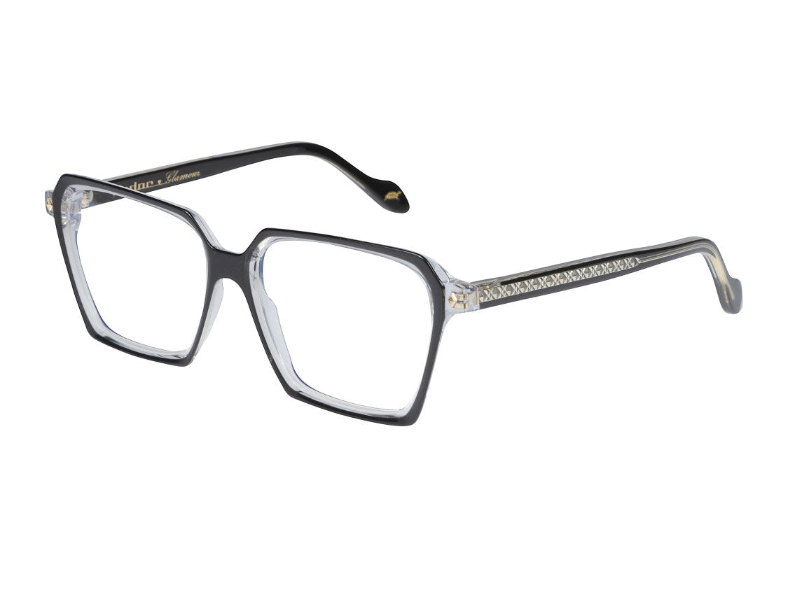 Kador Jodie-V Metallic Oversized Square Eyeglasses