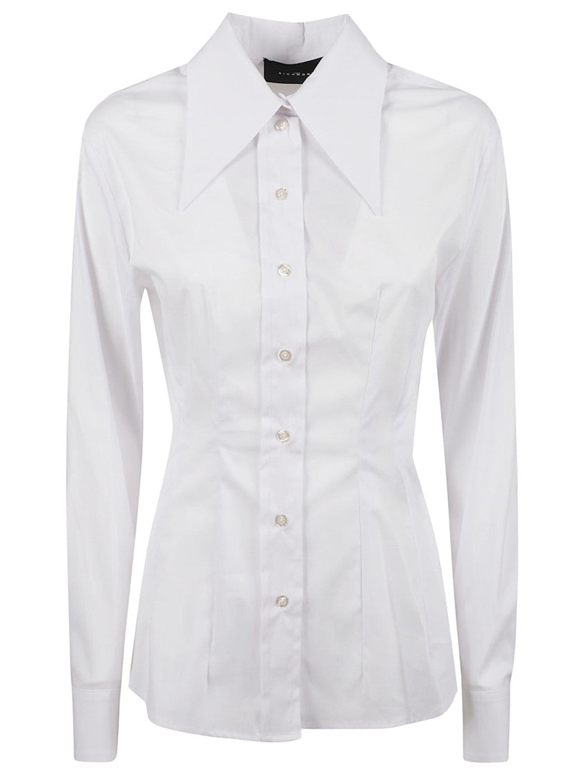 John Richmond Motiosi Tailored Wide-Collar Cotton Shirt