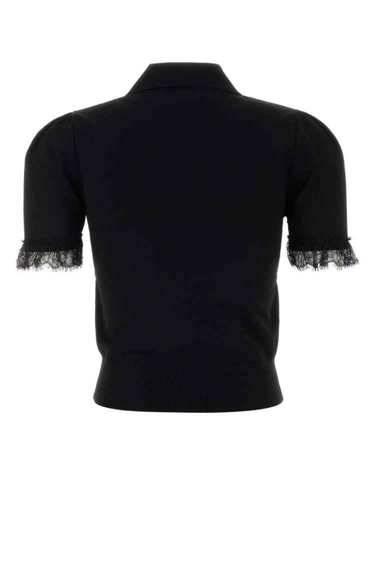 Alexander Mcqueen Black Viscose Blend Polo Shirt
