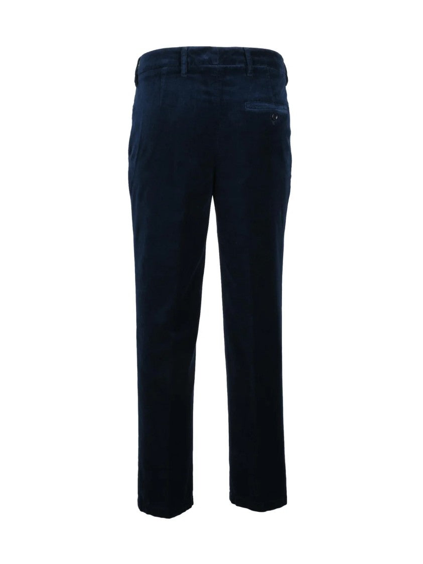 Aspesi Straight-Leg Cotton Trousers With Mid-Rise Waist And Velvety Texture