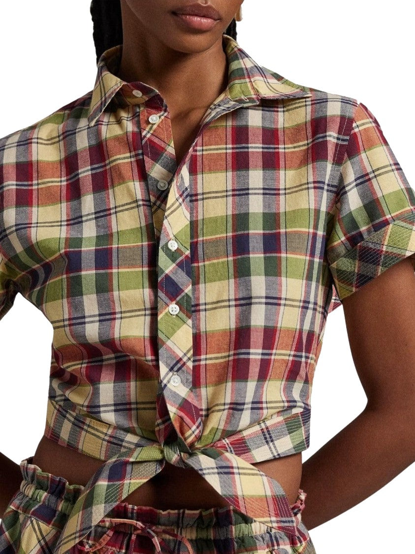 Polo Ralph Lauren Cropped Plaid Shirt With Front Tie