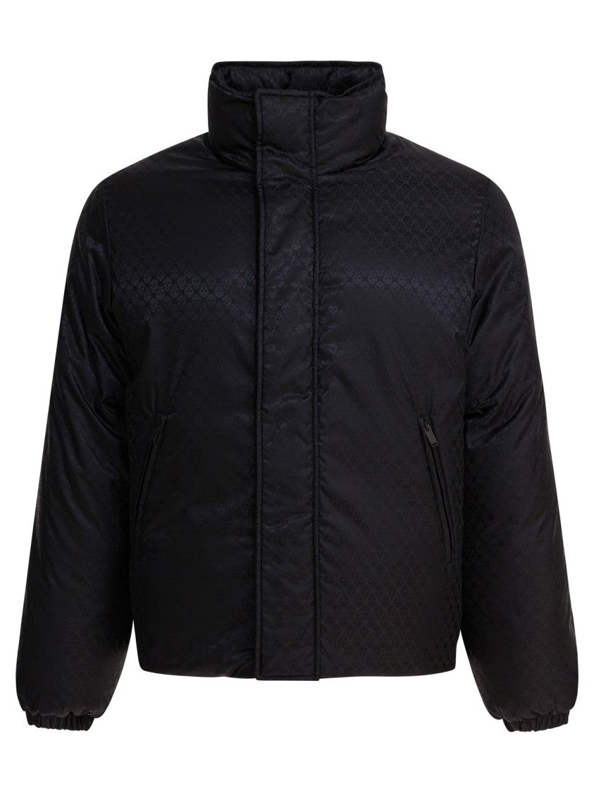 Alexander Mcqueen Black Padded Jacket With High Collar And Concealed Zip Closure