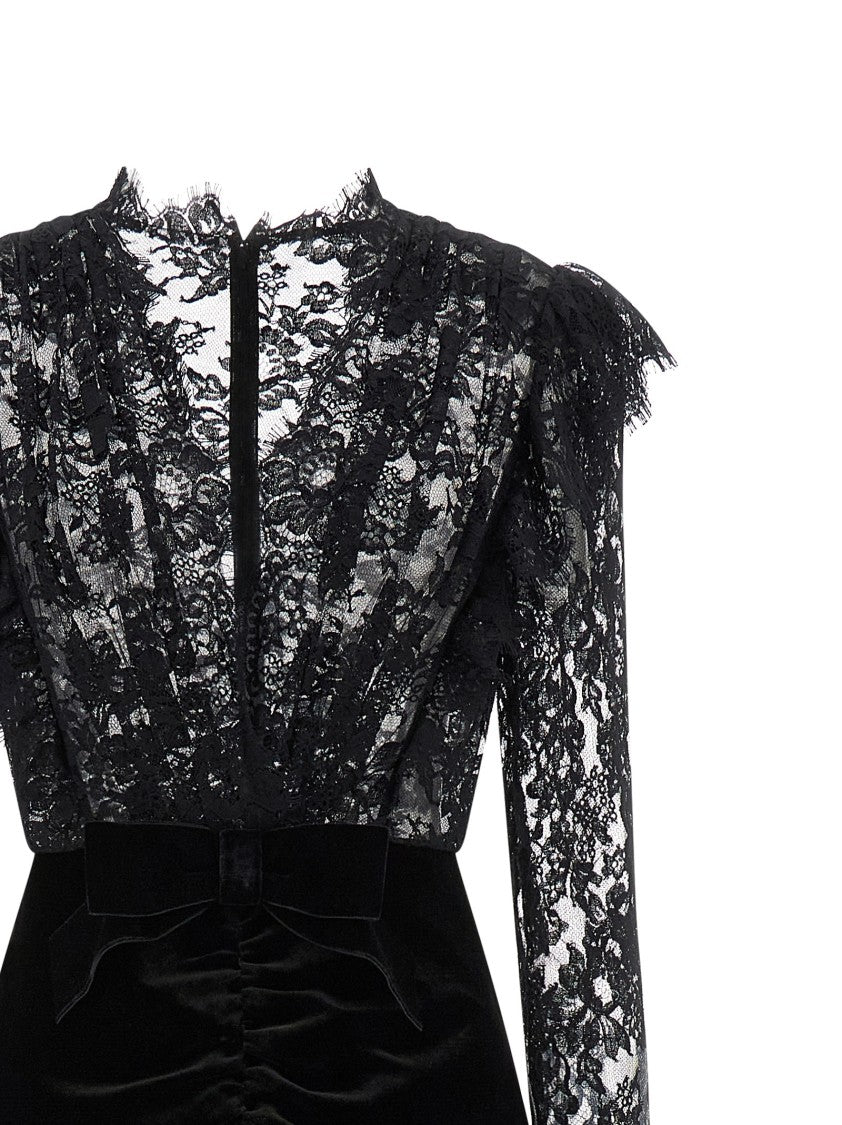 Alessandra Rich Velvet And Lace Dress