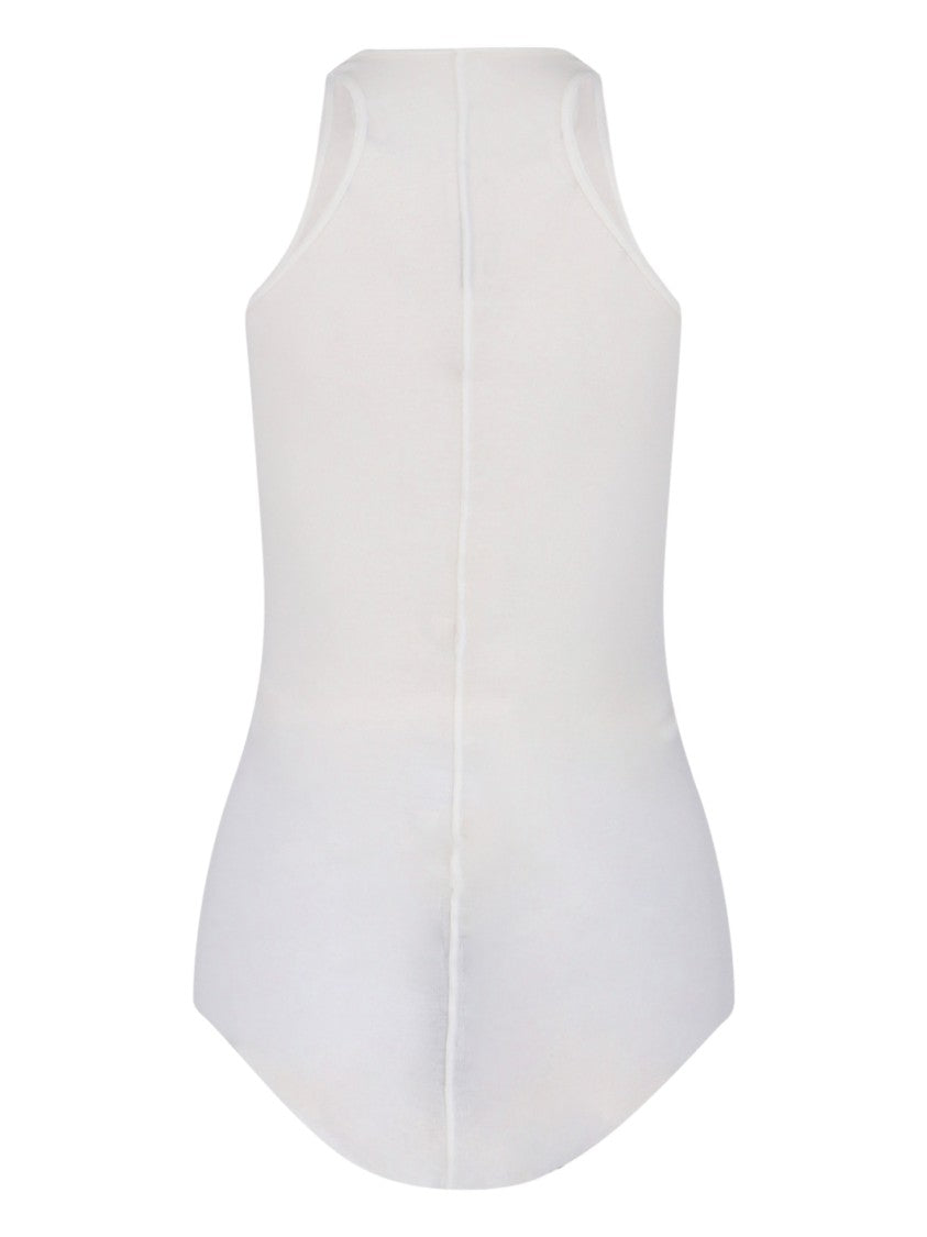 Rick Owens White Cotton Semi-Sheer Bodysuit