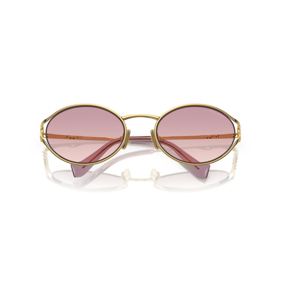 Miu Miu 0Mu 52Ys Oval Gold Metal Frame Sunglasses