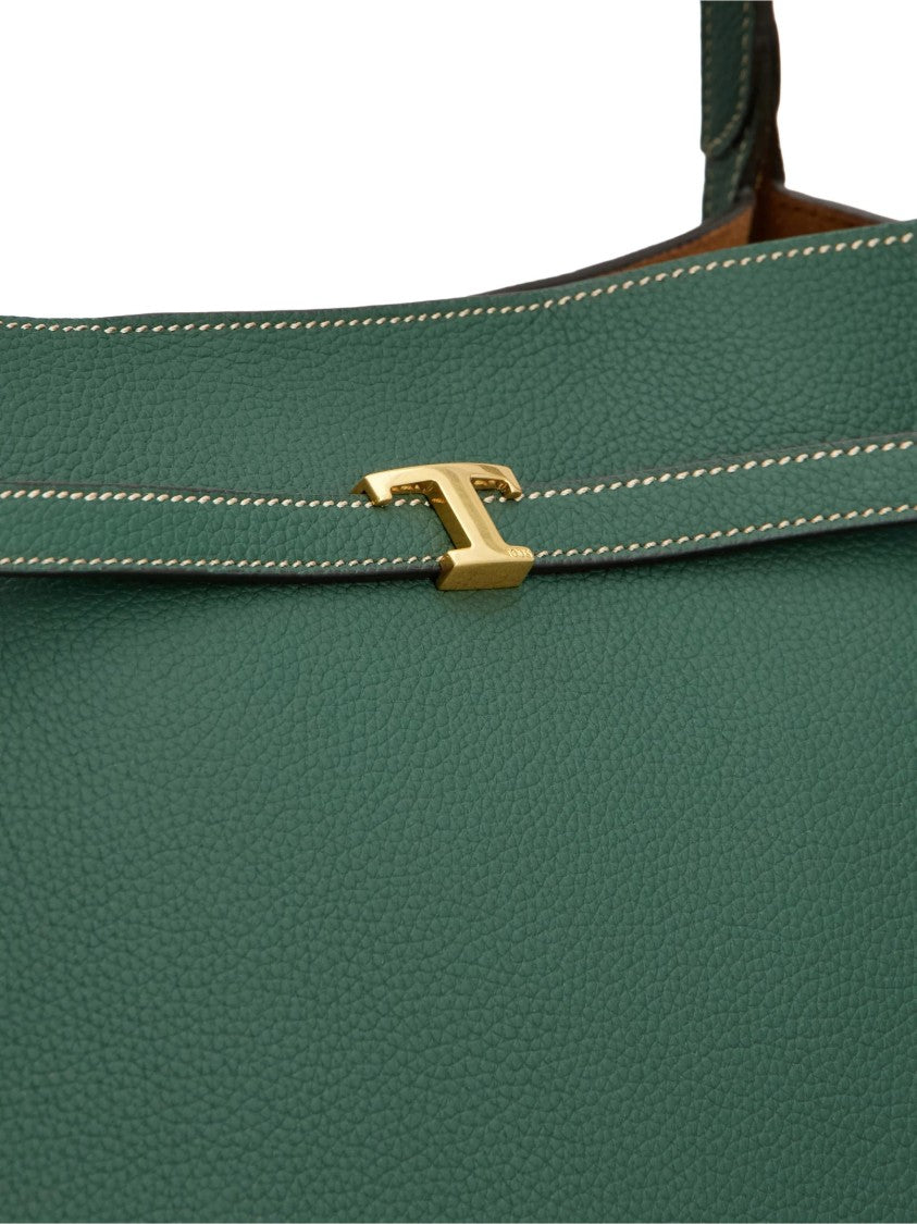 Tod's Deep Green Trapezoidal Leather Shoulder Bag
