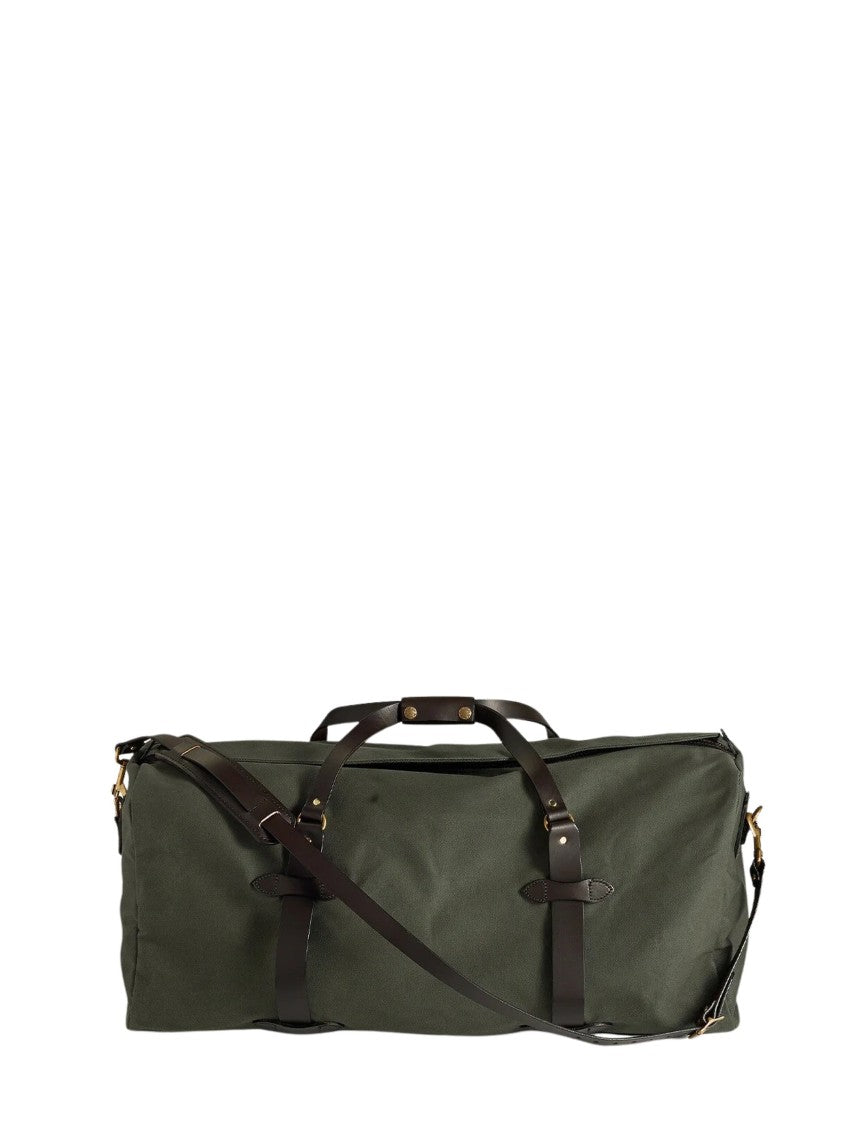 Filson Rugged Twill Duffle Bag With Leather Accents And Practical Design