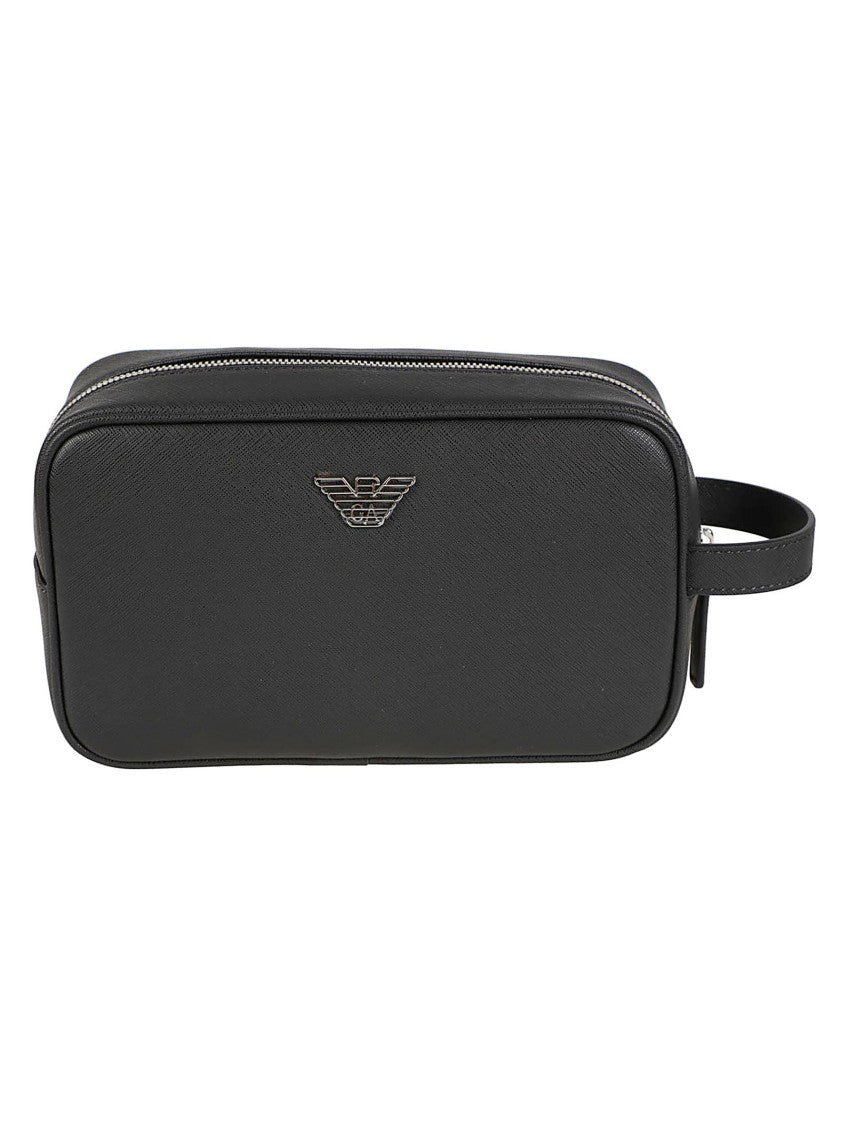 Emporio Armani Logo Plaque Animation Textured Polyurethane Beauty Case
