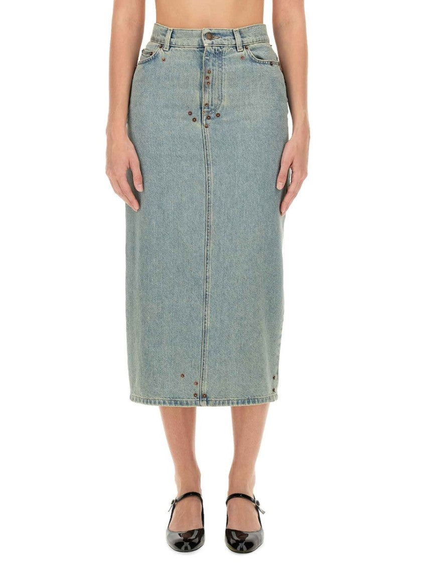 Moschino Mid-Length Denim Skirt With Classic Silhouette