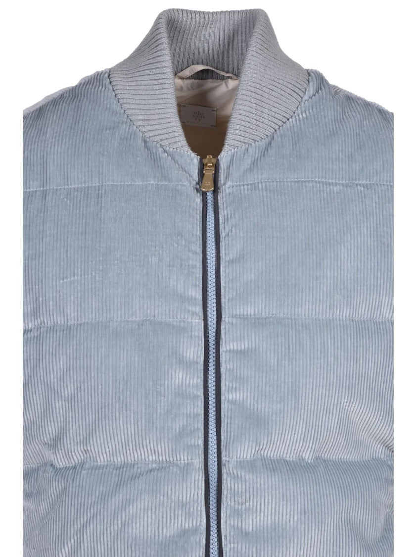 Eleventy Velvet Gilet With Down Filling And Zippered Pockets