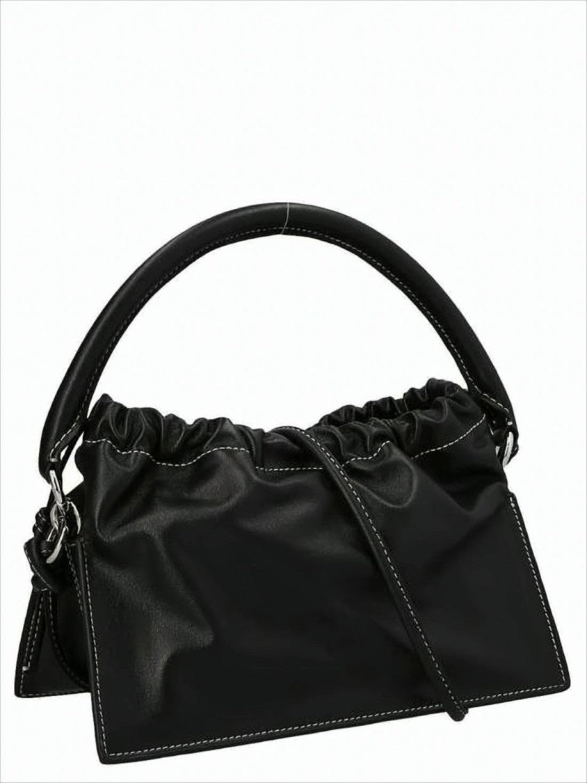 Yuzefi Smooth Leather Crossbody Bag With Gathered Top Edge