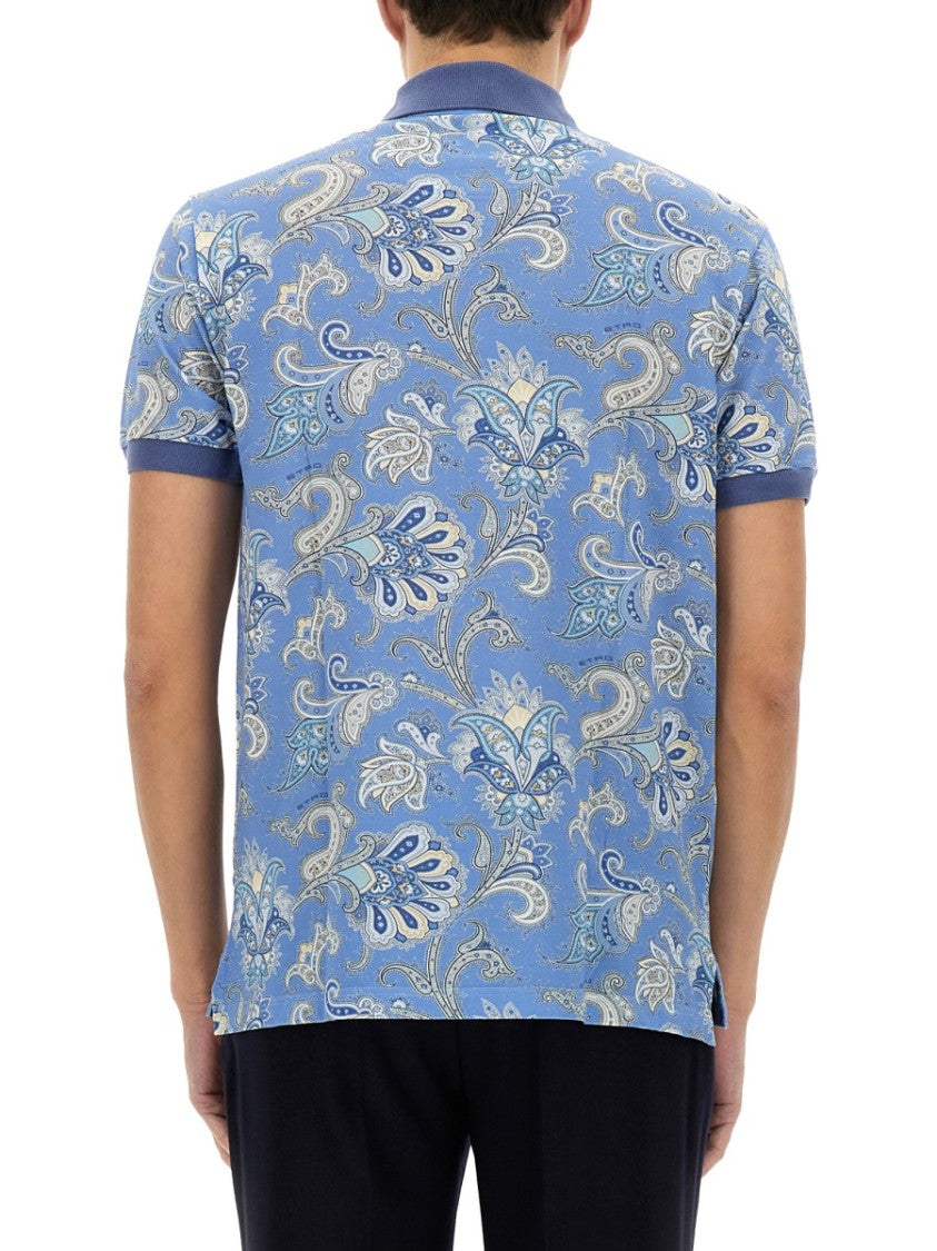 Etro Paisley Print Cotton Polo Shirt