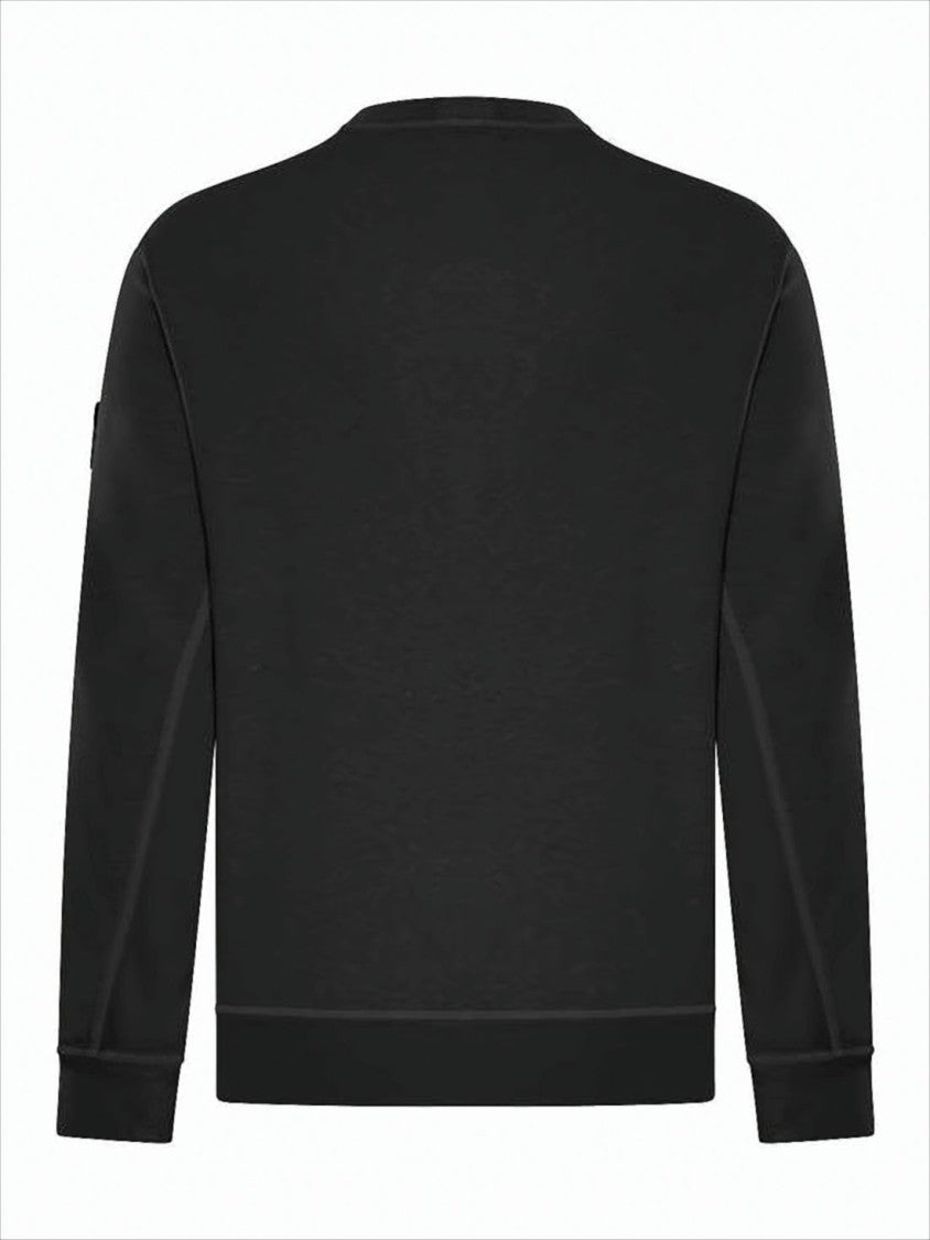 Stone Island Long-Sleeve Black Crewneck Sweatshirt With Signature Patch