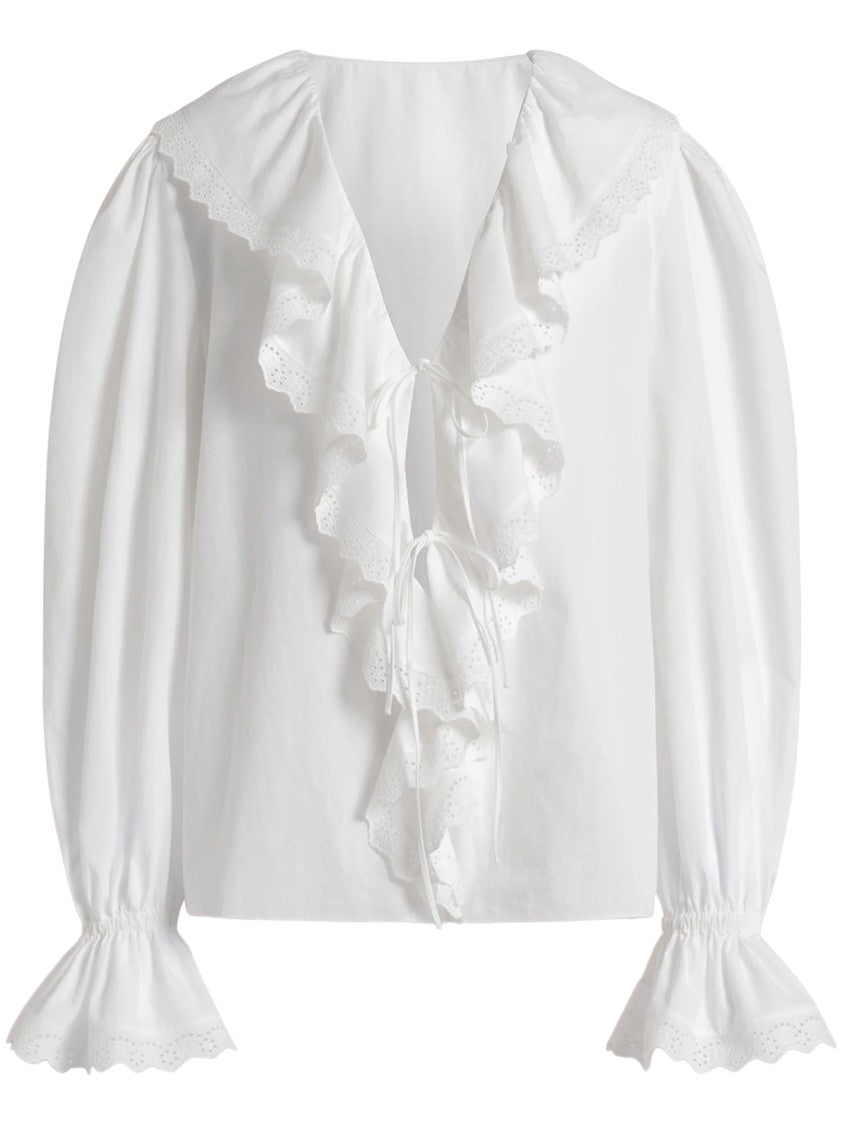 Alberta Ferretti Deep V-Neck Blouse With Cascading Ruffles
